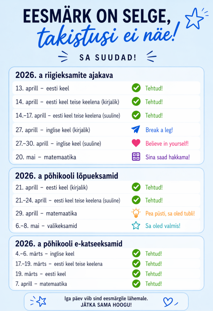 Eksamite ajakava 2026